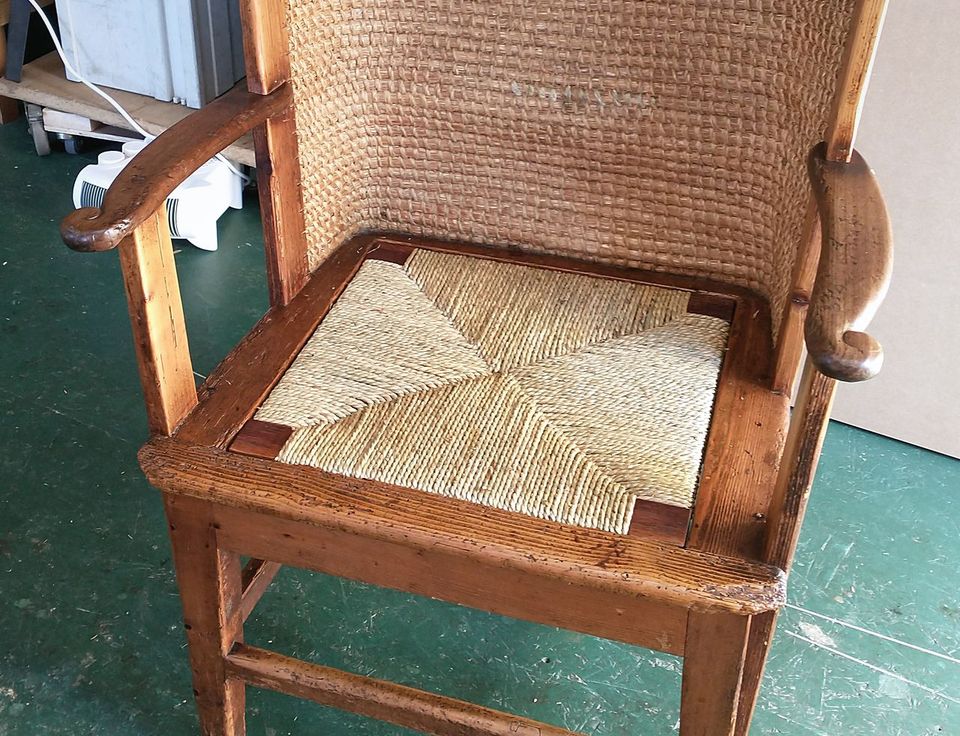 The same Orkney-style chair with a new rush seat in four triangles